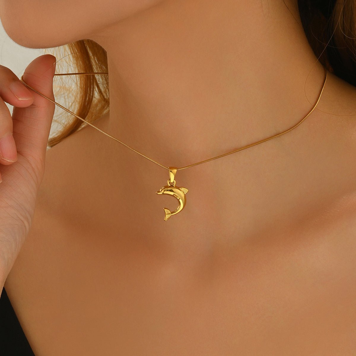 Lxalry 18K Gold Plated Heart Dolphins Mirror Jewelry Set Hypoallergenic Skin Safe Necklace Stud Earrings For Couple S Gift Daily Wear Never Fade Adjustable Luxury With Precision Cast Symmetry.