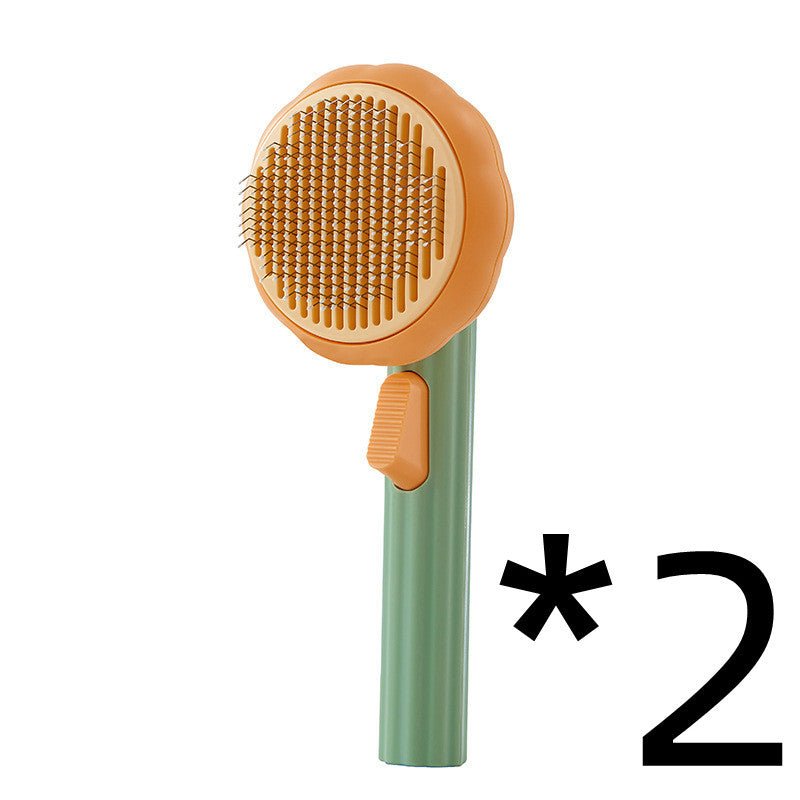 New Pet Cat Brush Hot Selling Hand - held Steel Wire Self - cleaning Comb Looper For Hair Removal - F - laglam