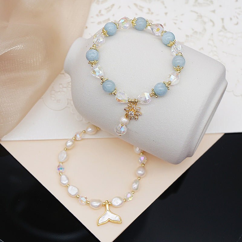 Pearl Crystal Adjustable Elastic Bracelet.