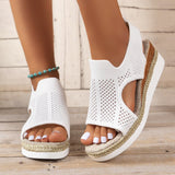 Peep Toe Flying Woven Sandals Women's Wedge Heel.