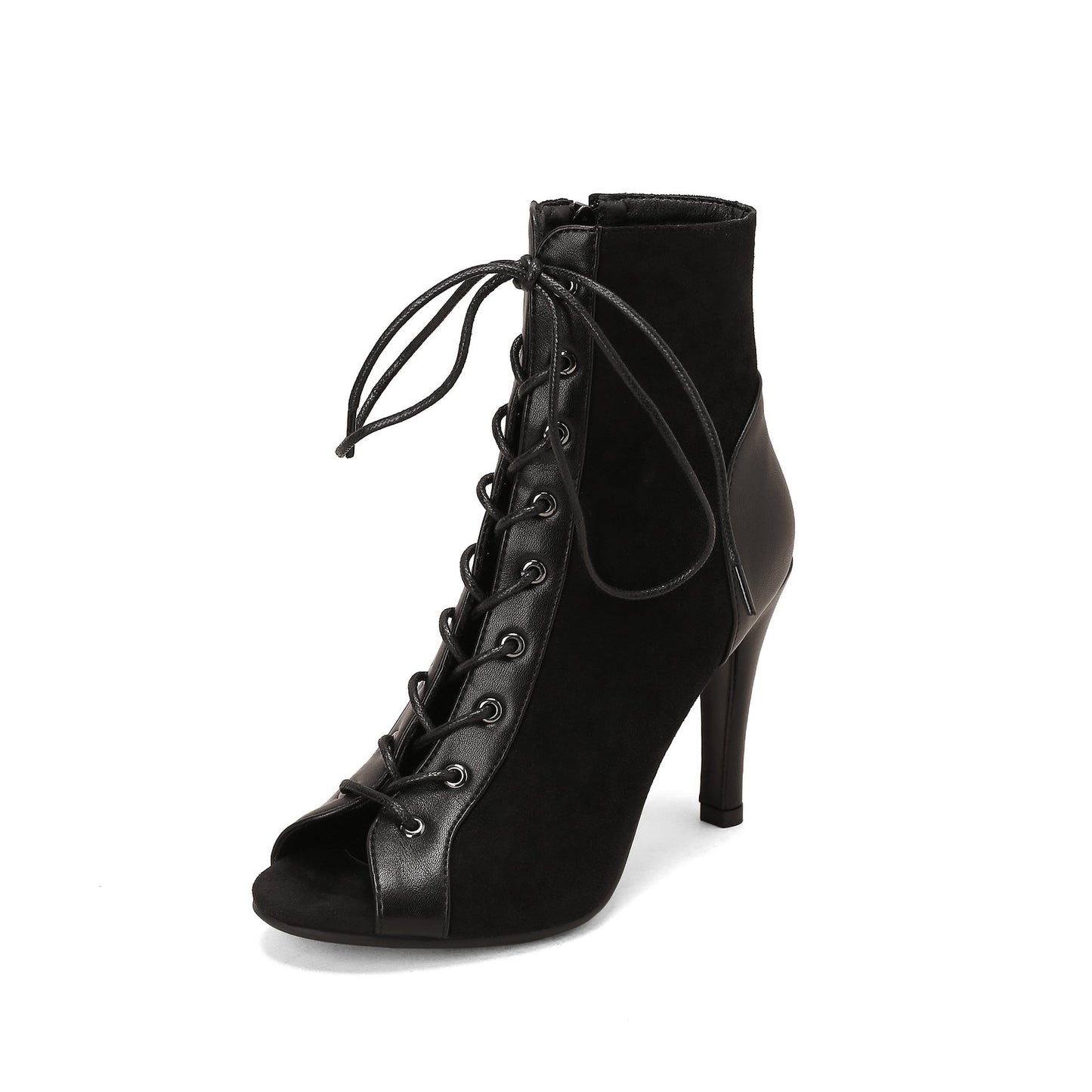 Peep Toe Frosted Casual Shoes Front Lace-up High Heel Sandals.