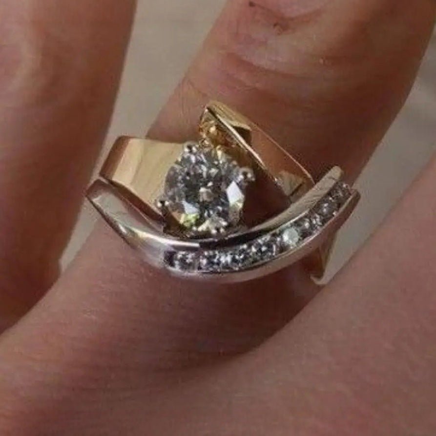 Personalized Creative Zircon Ring European And American 18K Gold Plated.