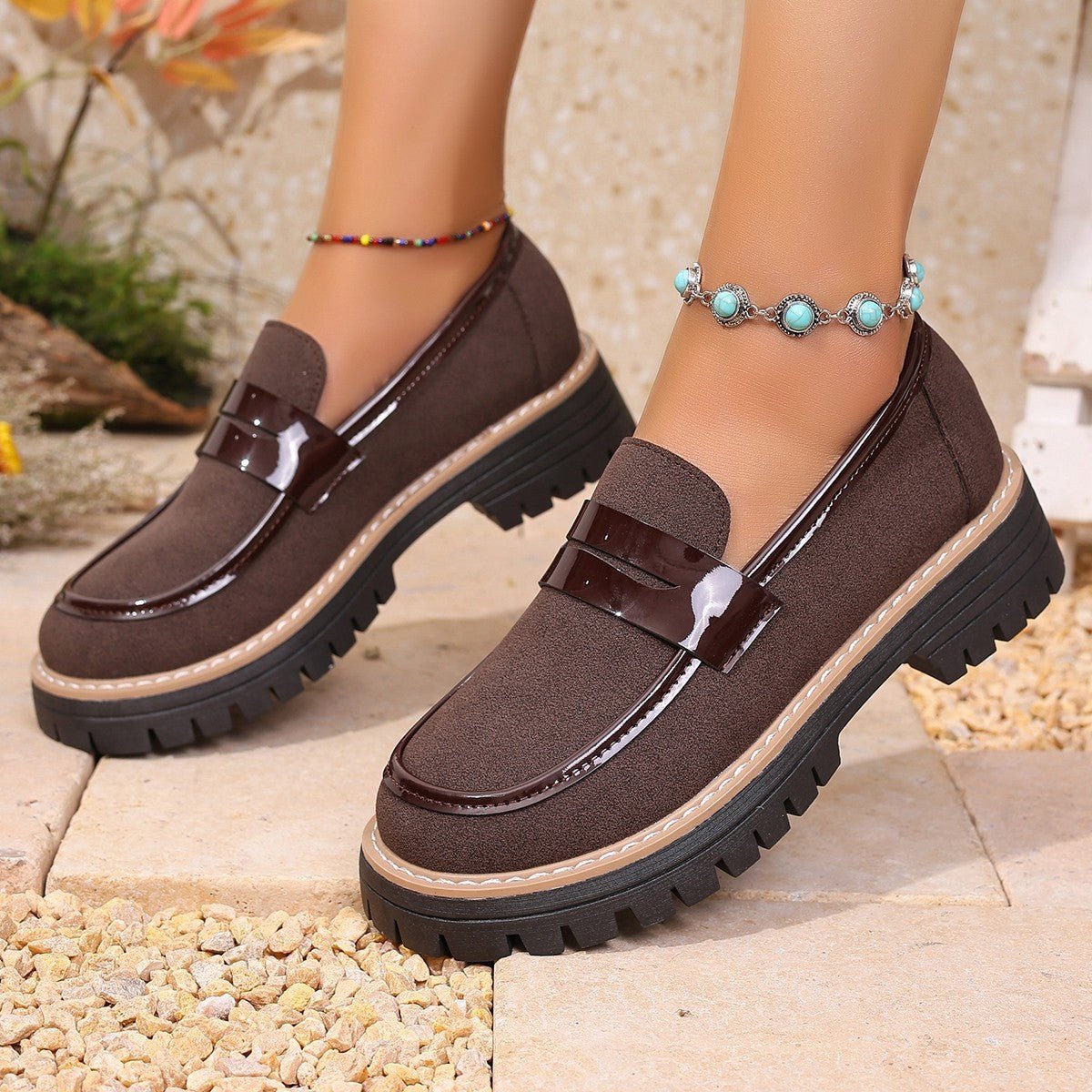 Plus Size Casual Matte Chunky Heel Platform Loafers.