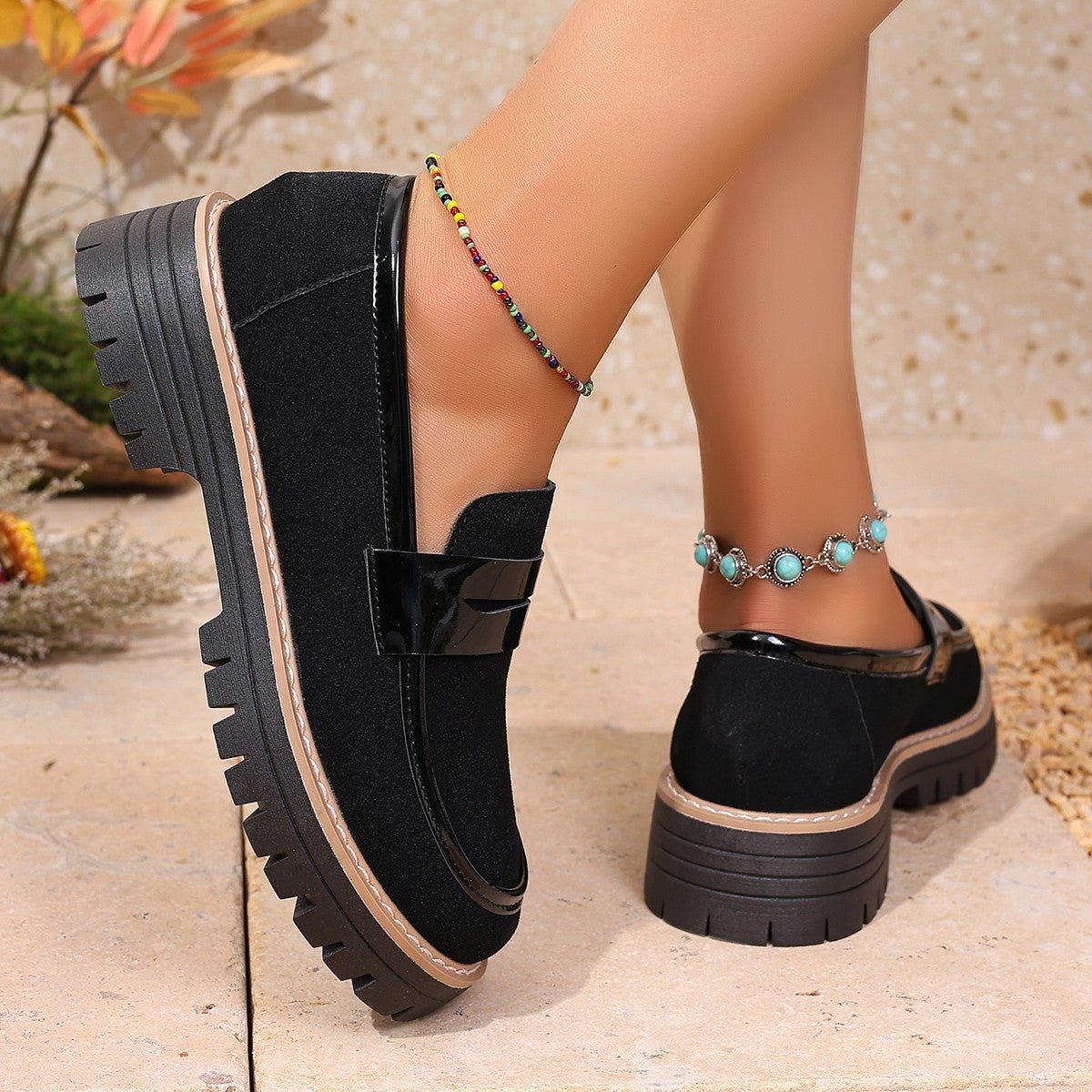 Plus Size Casual Matte Chunky Heel Platform Loafers.