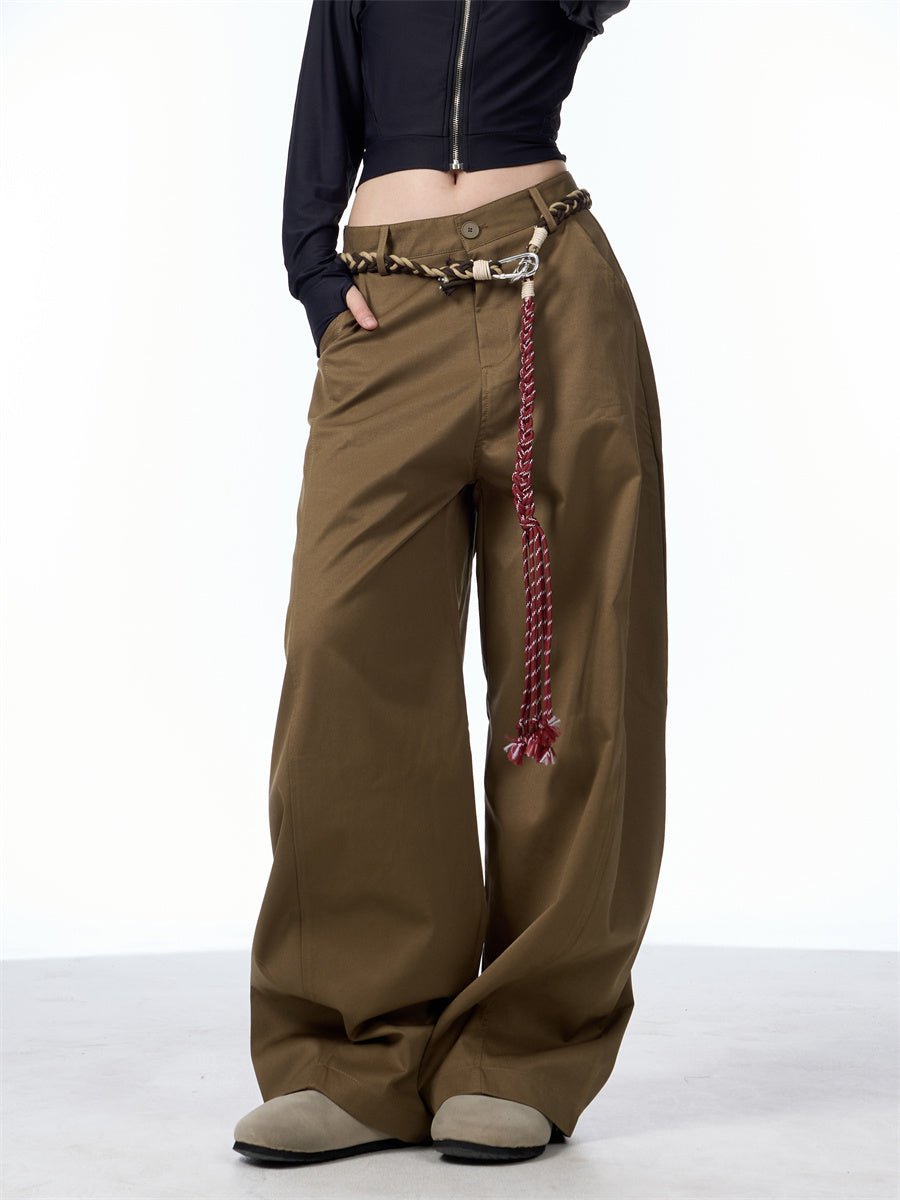 Retro Matchet Pants Casual Pants For Women With Belt.