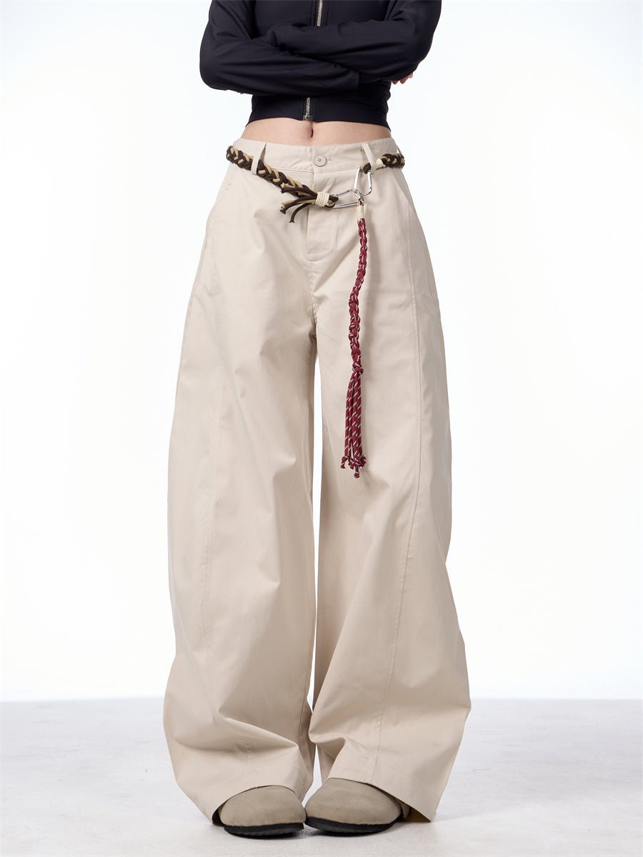 Retro Matchet Pants Casual Pants For Women With Belt.