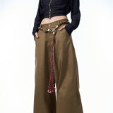 Retro Matchet Pants Casual Pants For Women With Belt.