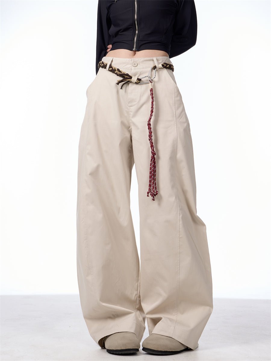 Retro Matchet Pants Casual Pants For Women With Belt.