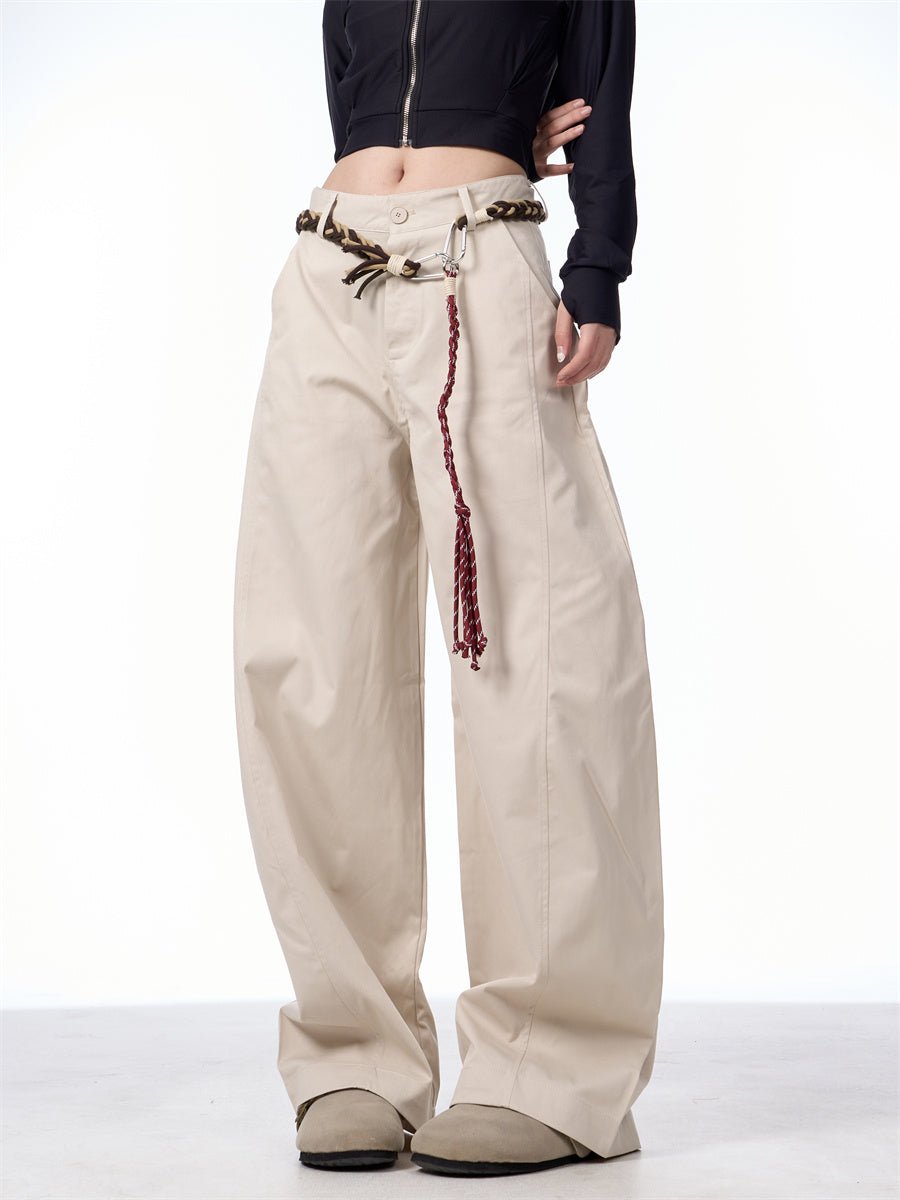 Retro Matchet Pants Casual Pants For Women With Belt.