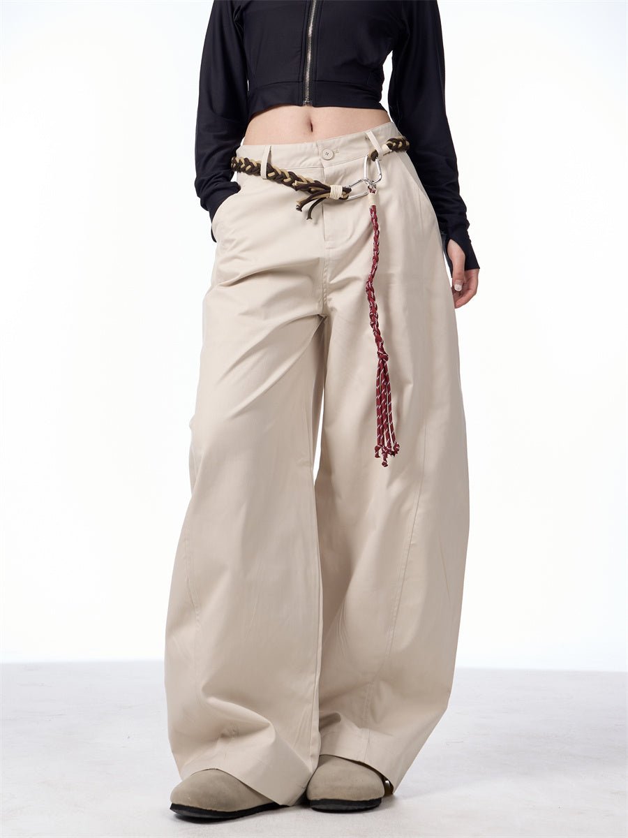 Retro Matchet Pants Casual Pants For Women With Belt.