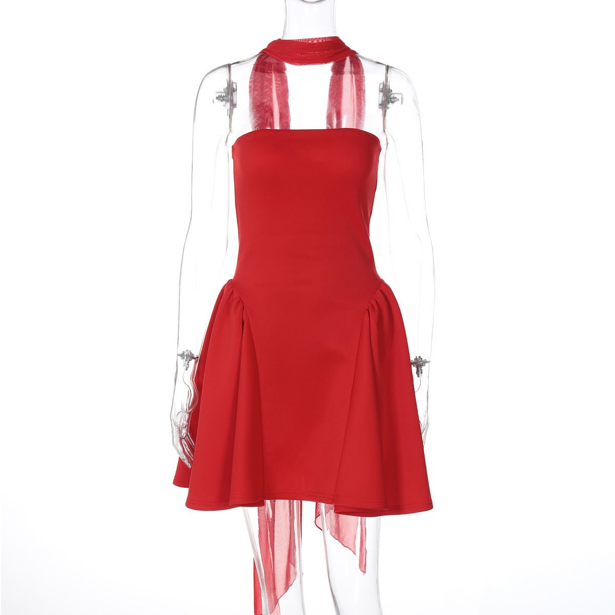 Sexy Tube Top Dress With Back Zipper Design Ins Fashion Short Dress For Party Clothing Women.