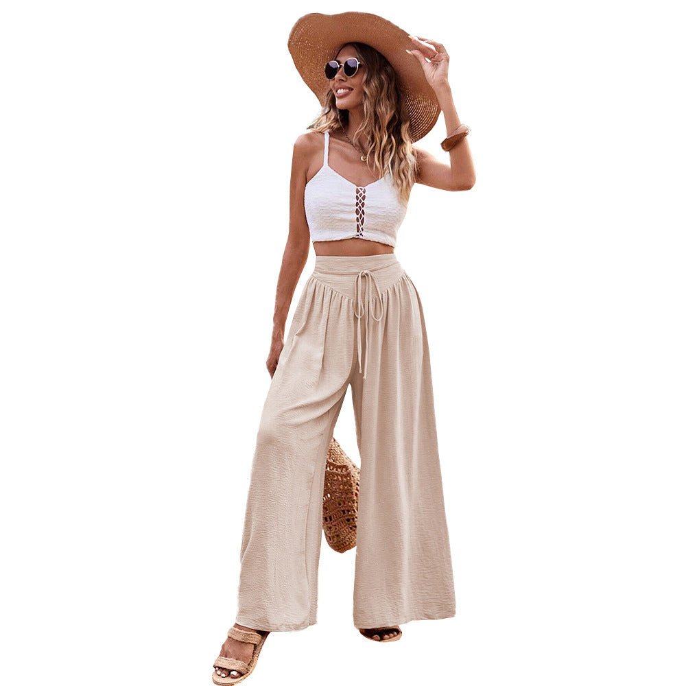 Simple Elegant Style Wide-leg Casual Pants Women.