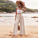 Simple Elegant Style Wide-leg Casual Pants Women.