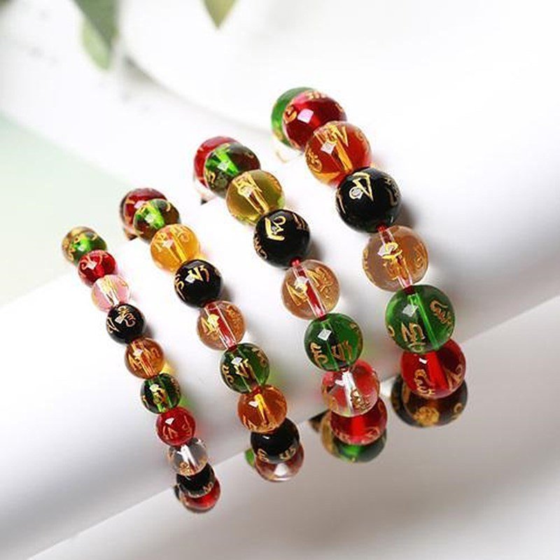 Six-Character Mantra Bracelet Tourist Area Gifts Unisex Glass.