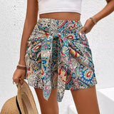 Slimming Lace Up Printed Irregular Skirt For Women.
