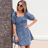 Spring And Summer New Solid Color Short Sleeve Dress Women All-match Backless.