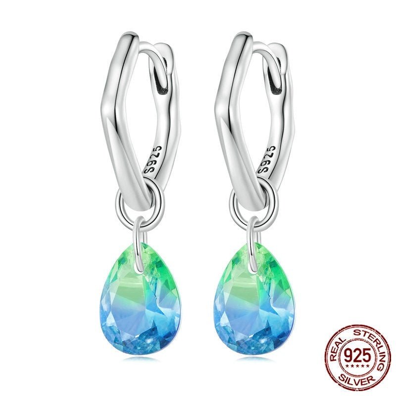 Sterling Silver S925 Water Drop Earrings Simple Gradient.