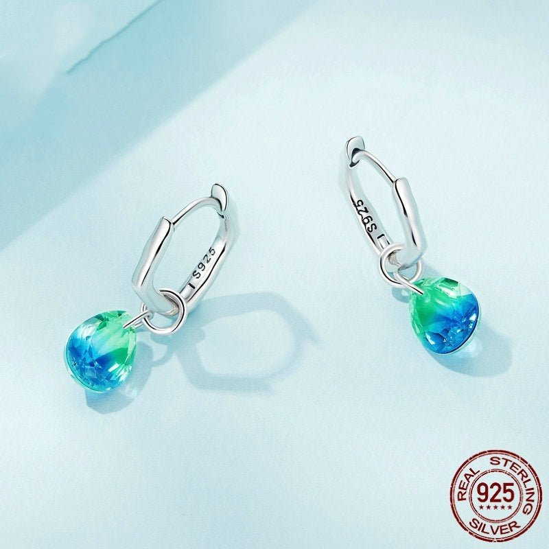Sterling Silver S925 Water Drop Earrings Simple Gradient.