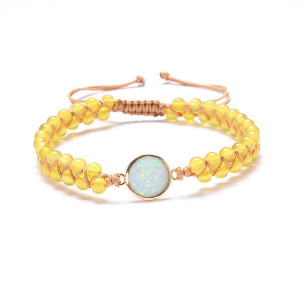 Stone Wrap Bracelets Femme Amethysts Opal String Braided Yoga Friendship Bracelet Bangle Bohemian Jewellery.