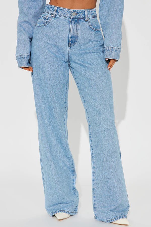 Straight Slimming Trousers Love Pocket High Waist Loose Jeans.