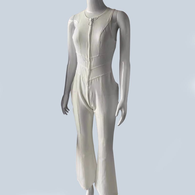 Summer Slim Heart-shape Backless Denim Jumpsuit Women Halter Neck Zip Up High Waist Panst Retro Style Clothing.