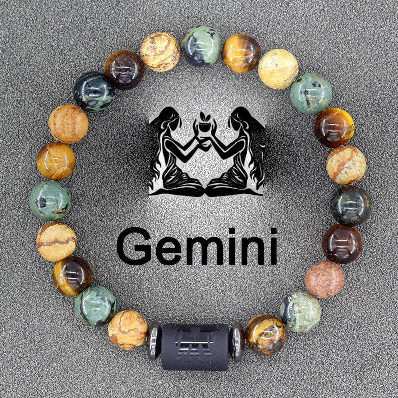 Twelve Constellations Bracelets Natural Stone Pendant Planet Birthday Gift.