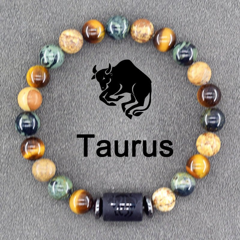 Twelve Constellations Bracelets Natural Stone Pendant Planet Birthday Gift.