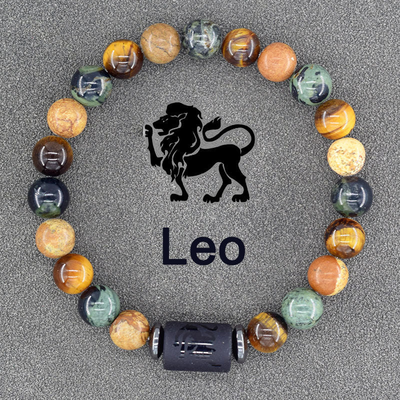 Twelve Constellations Bracelets Natural Stone Pendant Planet Birthday Gift.