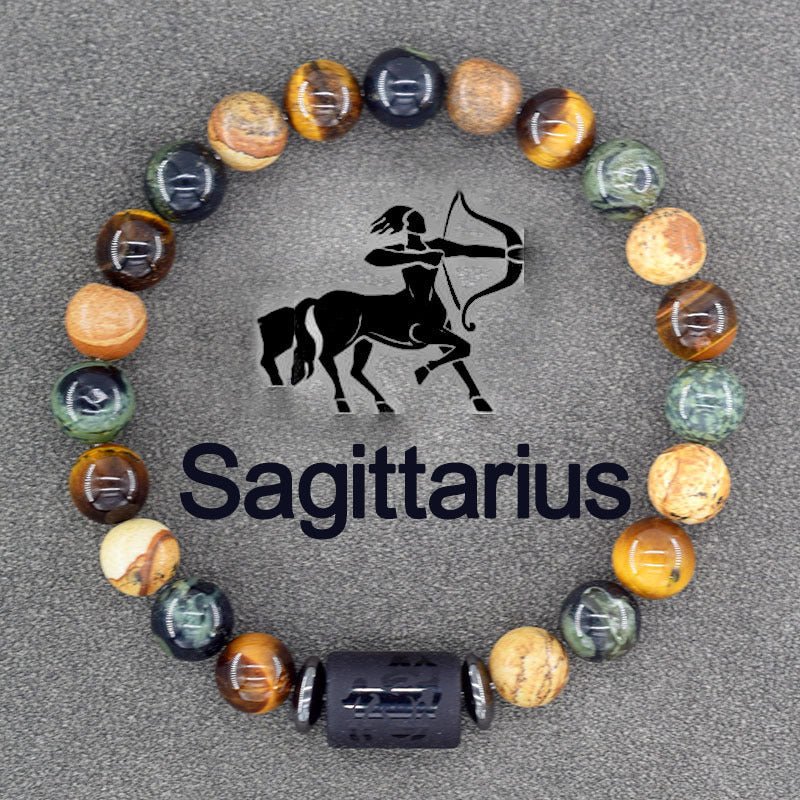 Twelve Constellations Bracelets Natural Stone Pendant Planet Birthday Gift.