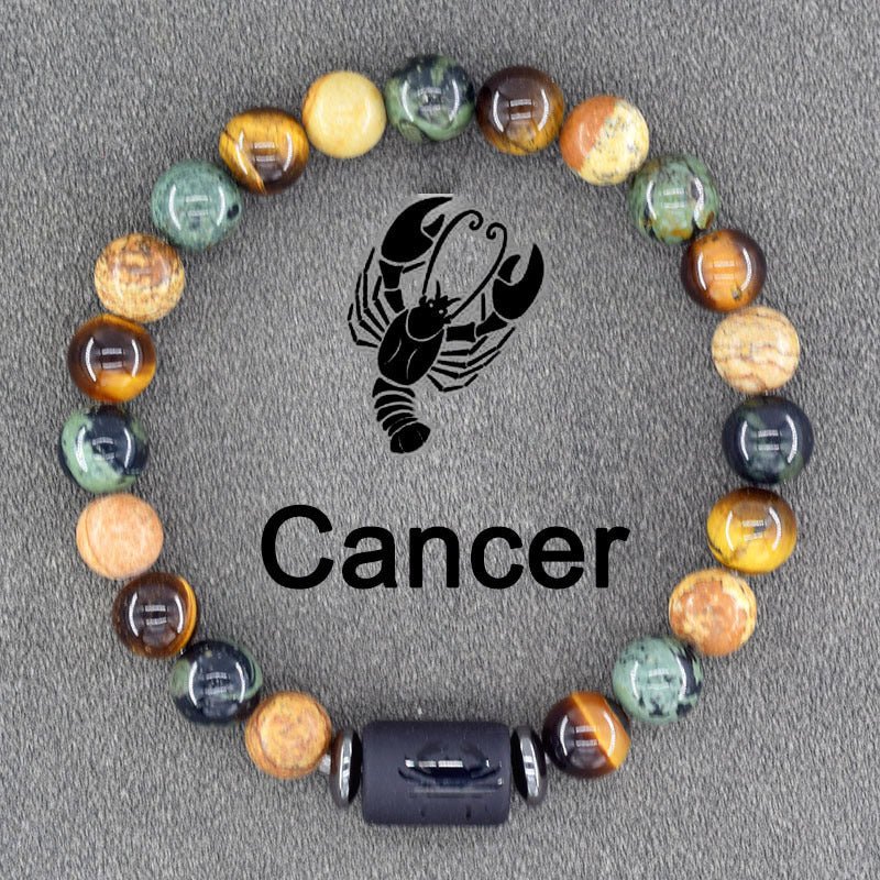 Twelve Constellations Bracelets Natural Stone Pendant Planet Birthday Gift.