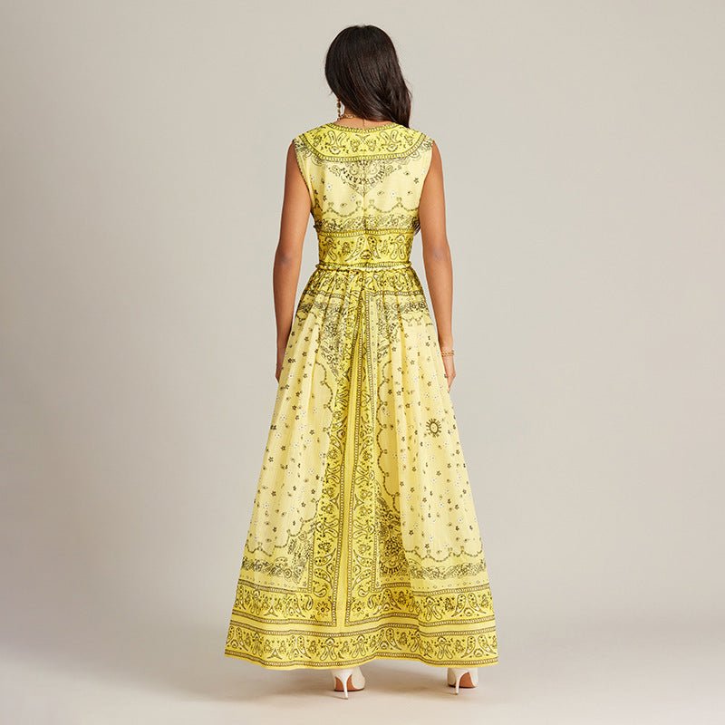Vacation Style Vintage Printed Long Dress.