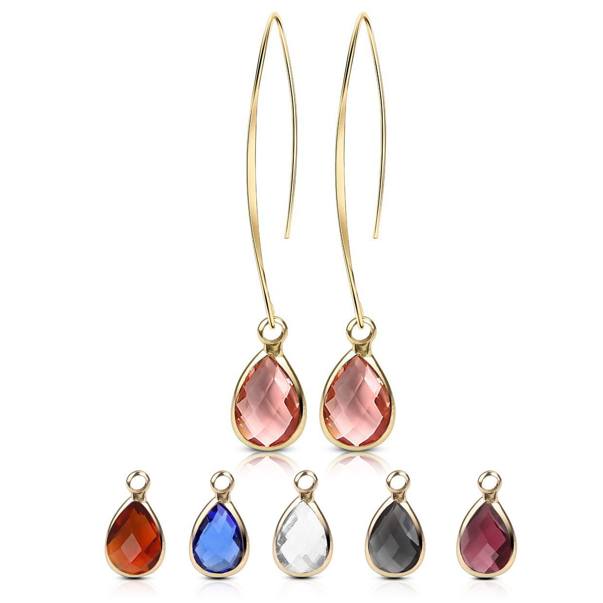 Water Drop Vintage Long Crystal Glass Earrings.