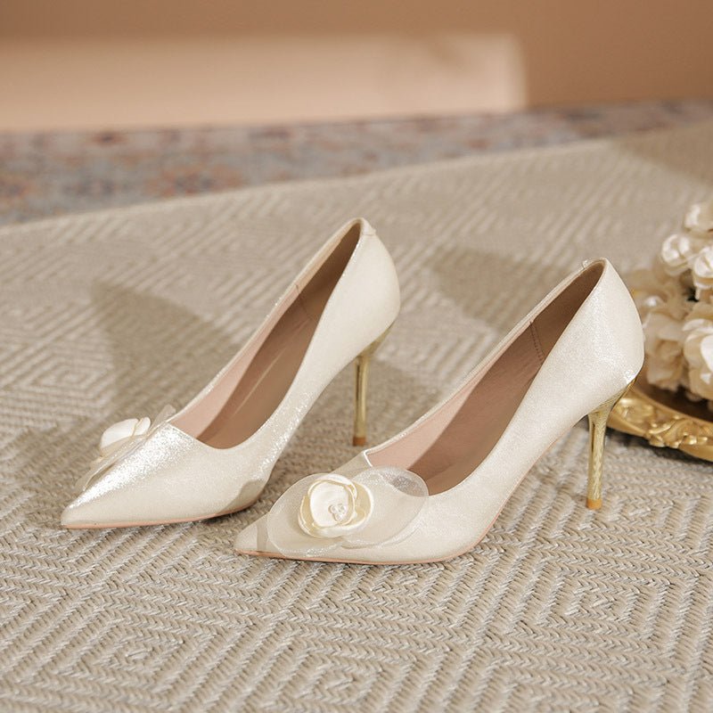 Wedding Shoes Stiletto High-end Applique High Heels.