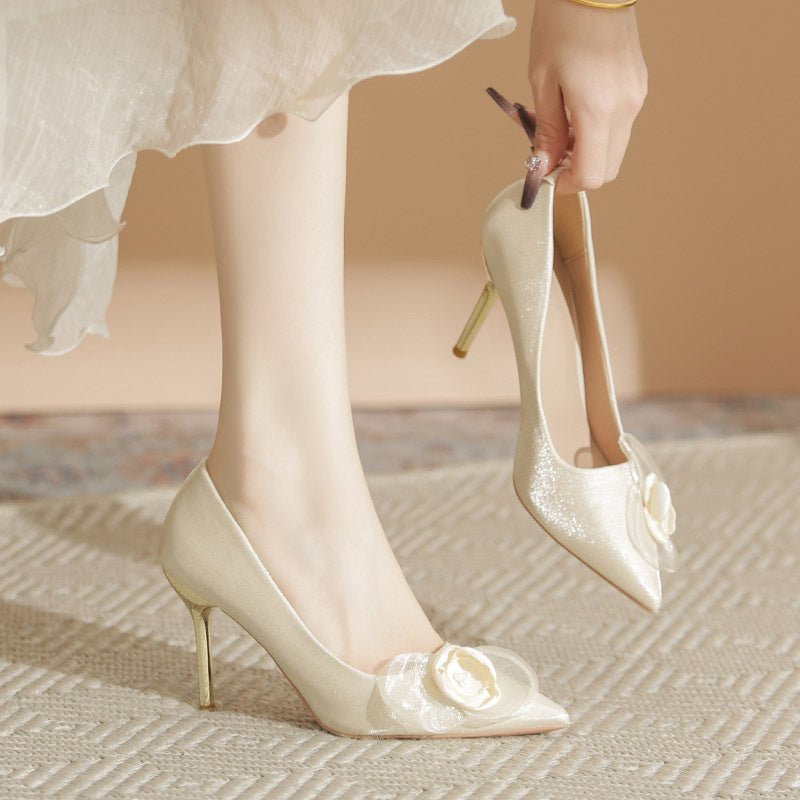 Wedding Shoes Stiletto High-end Applique High Heels.