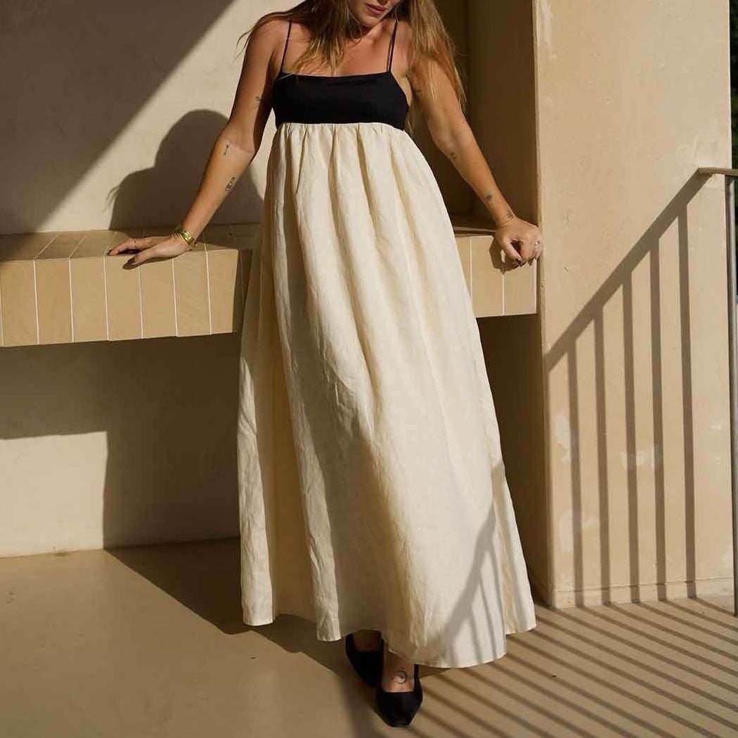 Women's Casual Cotton Linen Sleeveless Dress.