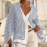 Women's Fashion Elegant Casual Loose Fit Striped Blouse.