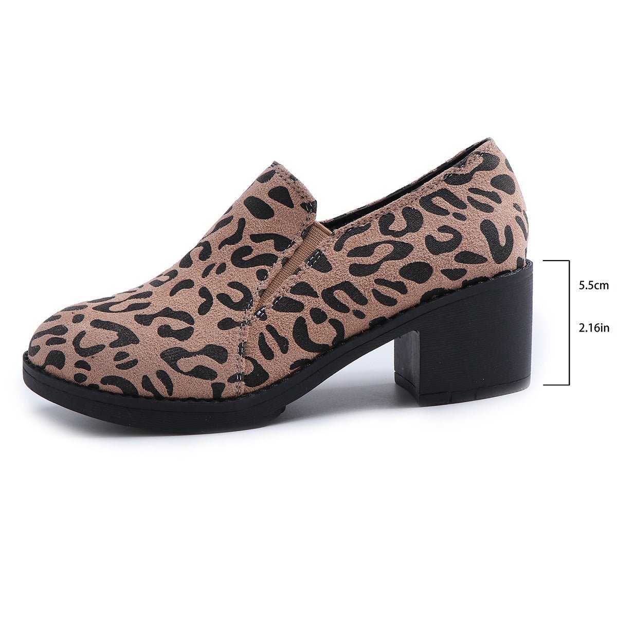 Women's Fashion Leopard Print Chunky Heel Shoes.