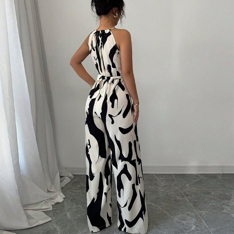 Women's Fashion Zebra Print Suspender Jumpsuit.