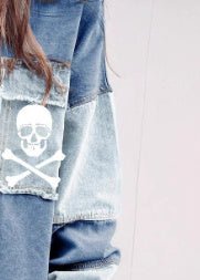 Women's Halloween Color Block Denim Coat.