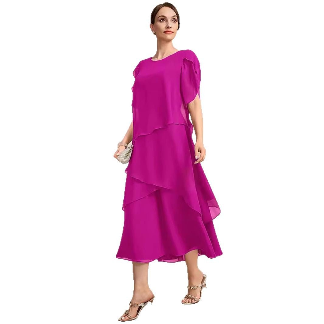 Women's Loose Belly-covering Layers Of Chiffon Dress.