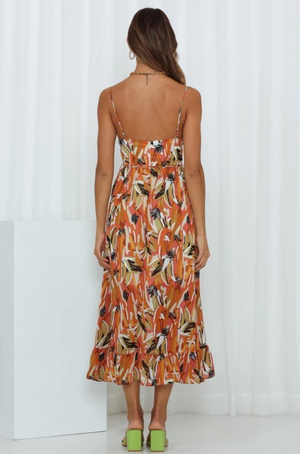 Women's Off Shoulder Boho Sling Print Dress.