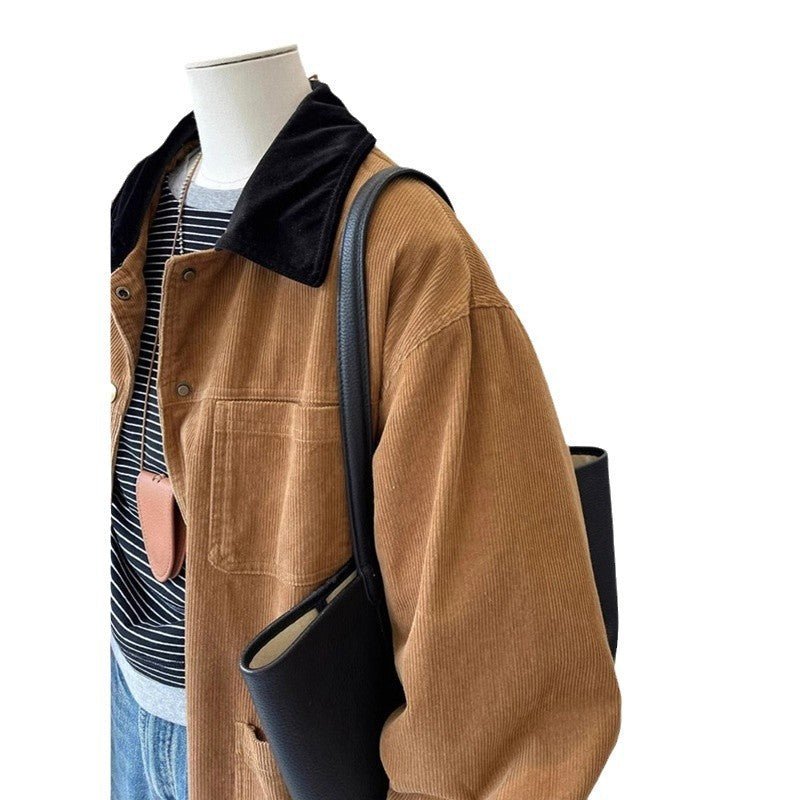 Women's Retro Coffee Color Multi-pocket Coat.