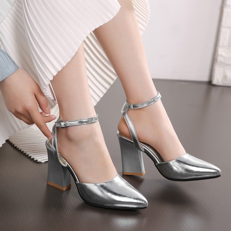 Women's Thick High Heel Pump Pointed Sandals.