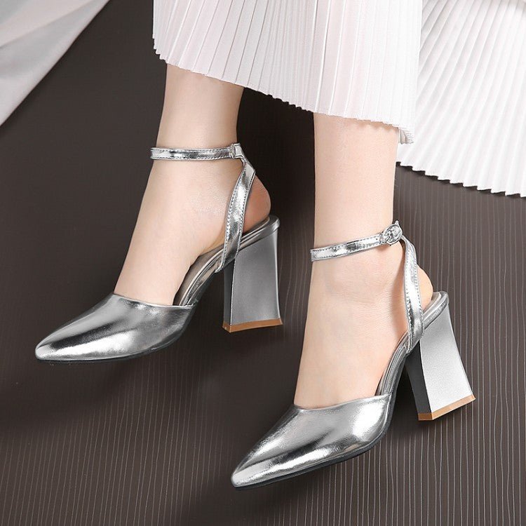 Women's Thick High Heel Pump Pointed Sandals.
