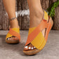 Colorblock-crossed  Wedges Sandals Summer Fashion Fish Mouth Platform Roman Shoes For Women.