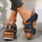 Ins Buckle Wedges Sandals Summer Fish Mouth Thick High Heel Slides Slippers Outdoor Fashion Beach Roman Shoes For Women.