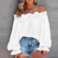 Casual Blouses Shoulder Off-Shoulder Long Sleeve Top Lotus Leaf Sleeve Shirt Loose Women's Clothing.