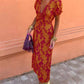 Summer V-neck Short-sleeved Dress Fashion Flowers Printed Slim Beach Dresses For Women Clothing.