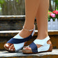 Colorblock-crossed  Wedges Sandals Summer Fashion Fish Mouth Platform Roman Shoes For Women.