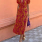Summer V-neck Short-sleeved Dress Fashion Flowers Printed Slim Beach Dresses For Women Clothing.